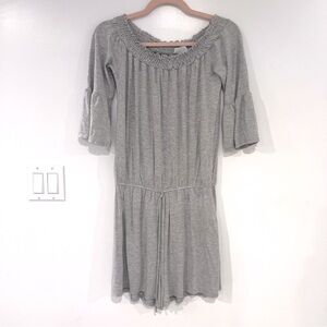 Jenny Boston Boutique Romper Light Gray with Ruffled Sleeves Women’s Sz L